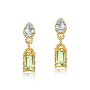 Emerald Cut Peridot Dangle Drop Earrings
