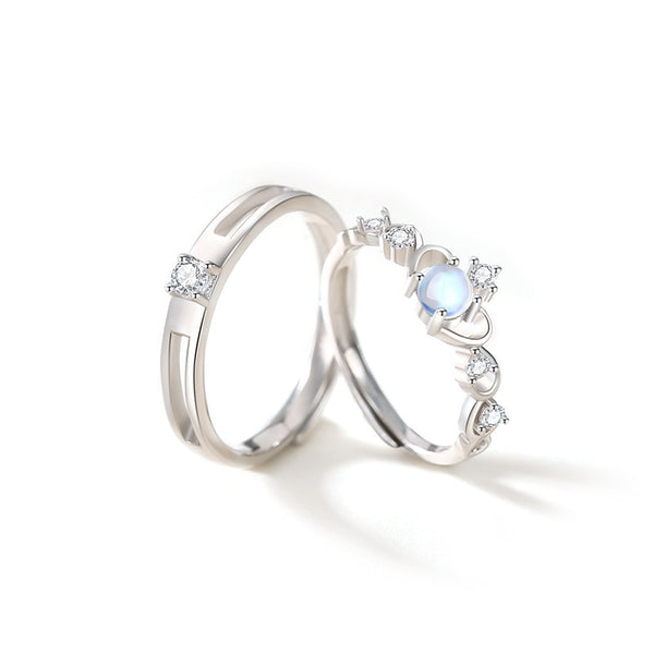 Moonstone Crown Couple Ring