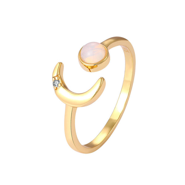 Opal New Moon Ring