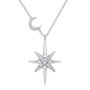 Moissanite Star Moon Pendant Necklace