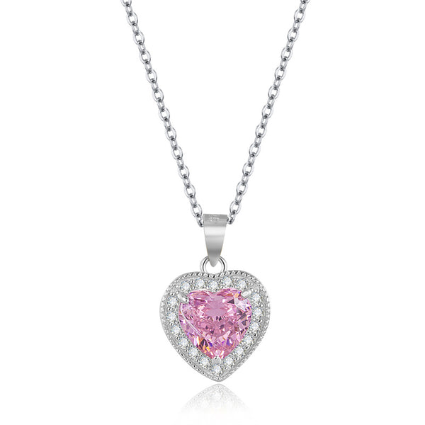 Colored Gem Heart Necklace