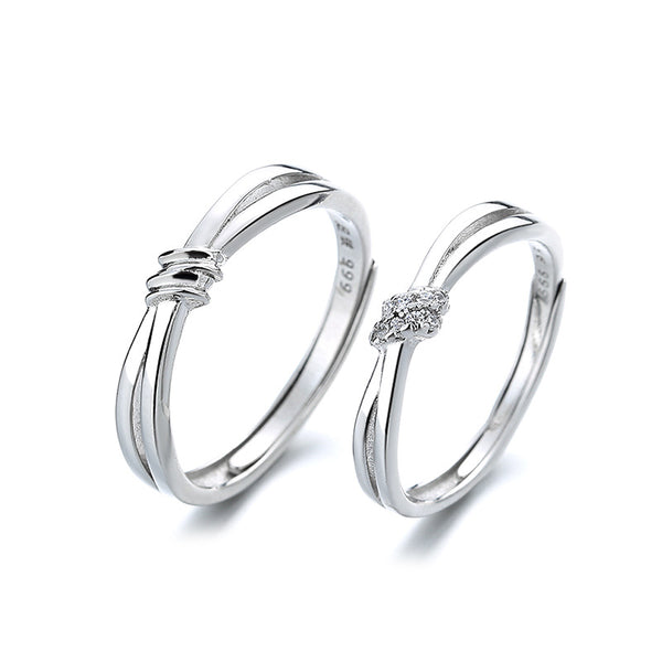 Silver Knot Matching Couple Band Ring