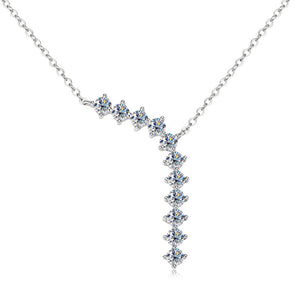 Moissanite Curve Bar Charm Drop Y Necklace