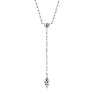 Marquise-Cut Moissanite Drop Y Necklace