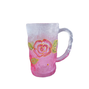 Hand-Paint Rose Flower Drinking Glass Cup