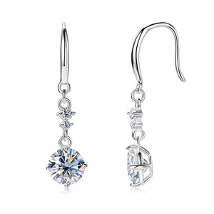 Round Moissanite Dangle Drop Hook Earrings