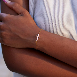 Gold Cross Charm Stacking Bracelet
