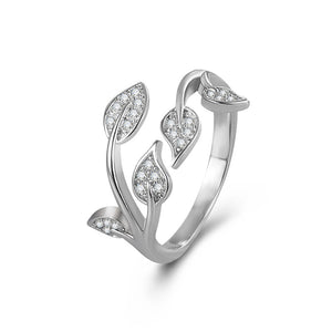 Olive Tree Leaf Branch Stacking Bypass Ring