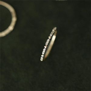Heart Pave Setting Band Thin Stacking Ring