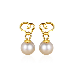 Dainty Pearl Cloud Drop Stud Earrings