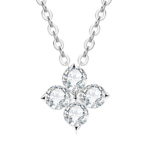 Moissanite Four Leaf Clover Charm Necklace