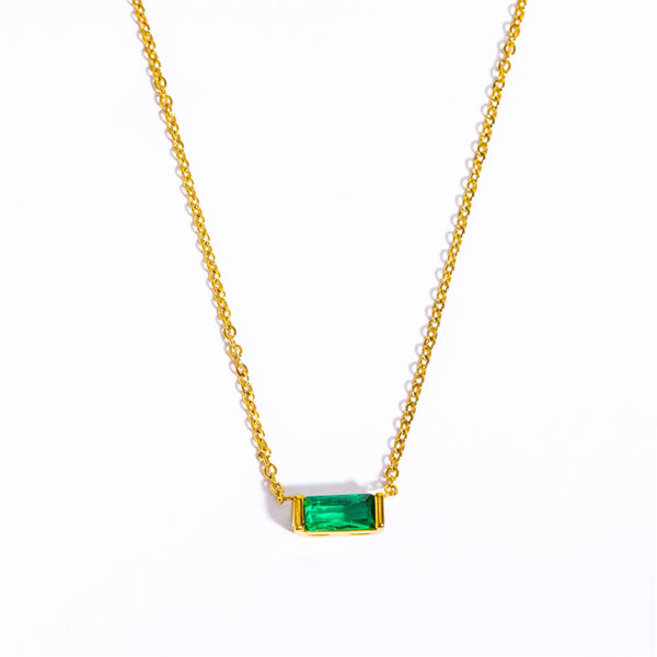 Square Birthstone Pendant Necklace