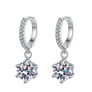 Six-Prong Moissanite Drop Hoop Earrings