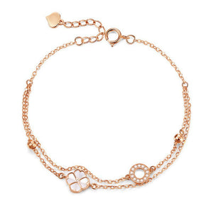 Four Leaf Clover Double Chain Bracelet