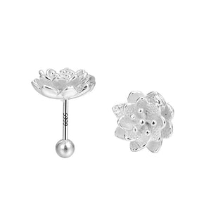 Tiny Lotus Flower Screw Back Stud Earrings