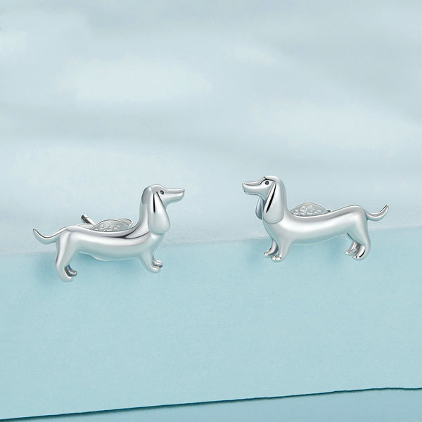 555Jewelry Stainless Steel Small Dog Stud Earrings For Ladies, Hypoallergenic Miniature Dog Earrings For Women, Tiny Stud Doggy Earrings For Women, Small Studs Earrings, Black