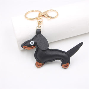 Leather Dachshund Dog Car Keychain