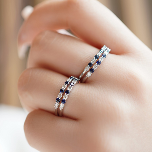 Dainty Red Blue Gemstone Stacking Band Ring