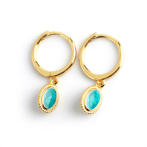 Starry Night Oval Drop Hoop Earrings