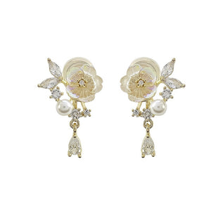 Magnolia Flower Drop Statement Earrings