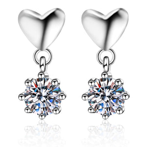 Solitaire Moissanite Heart Drop Earrings