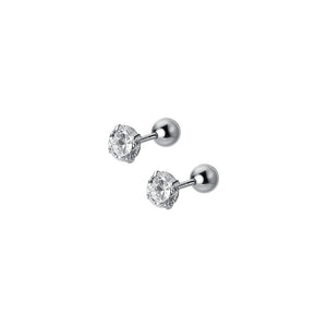 Tiny Small Silver Screw Back Stud Earrings