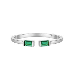 Baguette Green Gemstone Stacking Ring