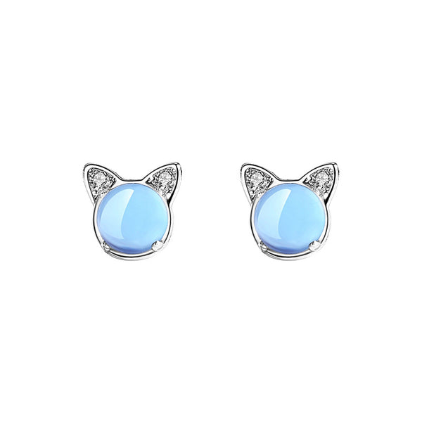 Blue Cat Stud Earrings