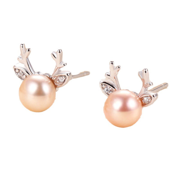Natural Pearl Antler Stud Earrings