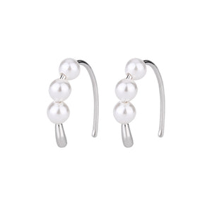 Minimalist White Pearl Cluster Hook Earrings