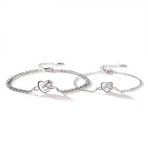 Heart Knot Matching Couple Charm Bracelet