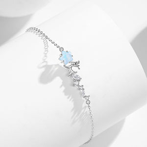 Dainty Silver Deer Glass Stone Bracelet