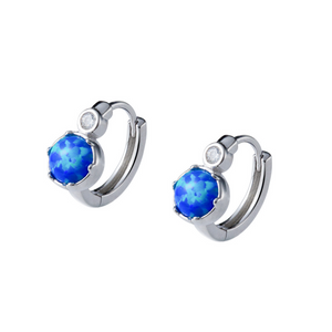 Dainty Opal Statement Huggie Hoop Earrings