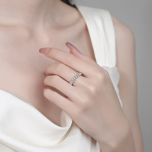 Pave Moissanite Cuban Link Chain Ring