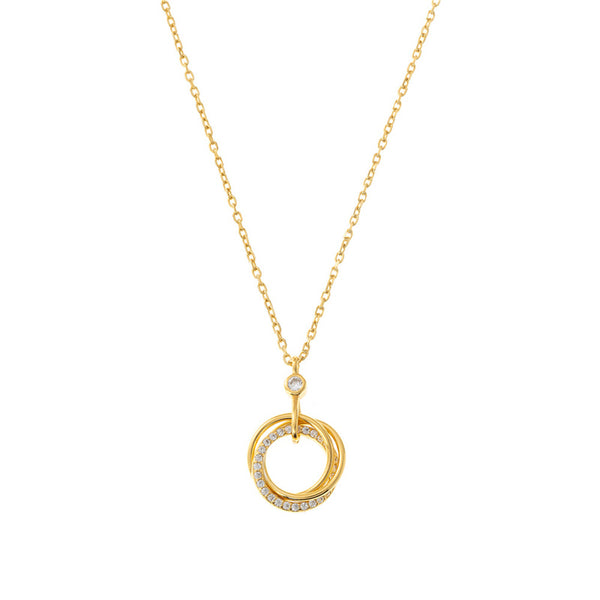 Triple Interlock Ring Necklace