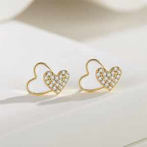 Tiny Mother of Pearl Heart Stud Earrings