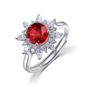 Emerald Ruby Sunflower Statement Ring