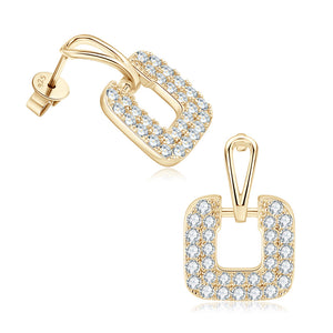 Moissanite Square Drop Statement Earrings