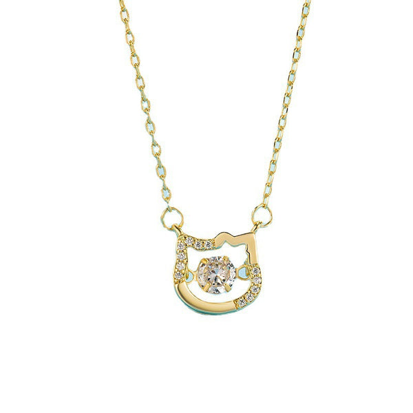 Dancing Stone Cat Pendant Necklace