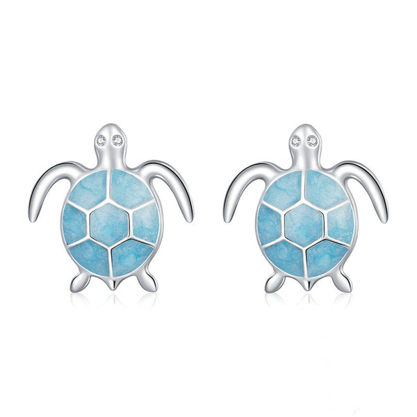 Blue Sea Turtle Stud Earrings