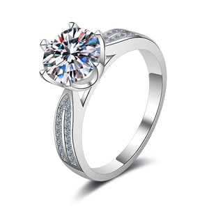 Six-Prong Moissanite Pave Engagement Ring