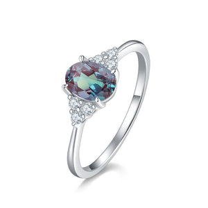 Blue Oval Cut Alexandrite Statement Ring