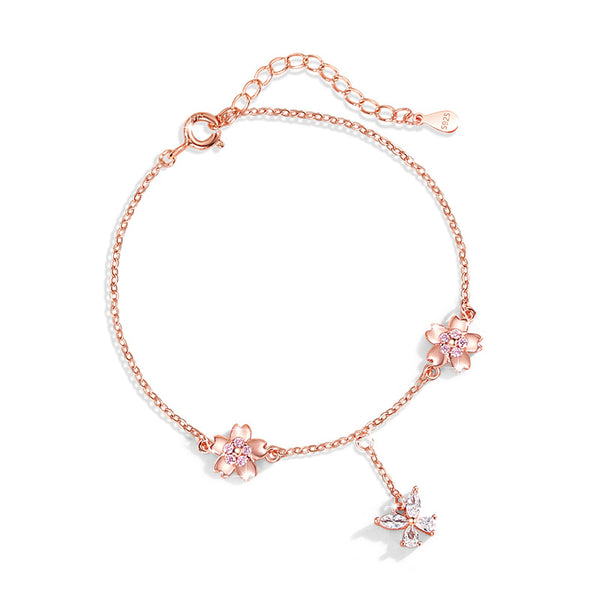 Cherry Blossom Butterfly Tassel Bracelet