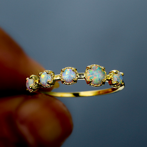 Round Opal Carbochon Statement Ring