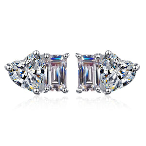 Moissanite Heart Wedding Stud Earrings