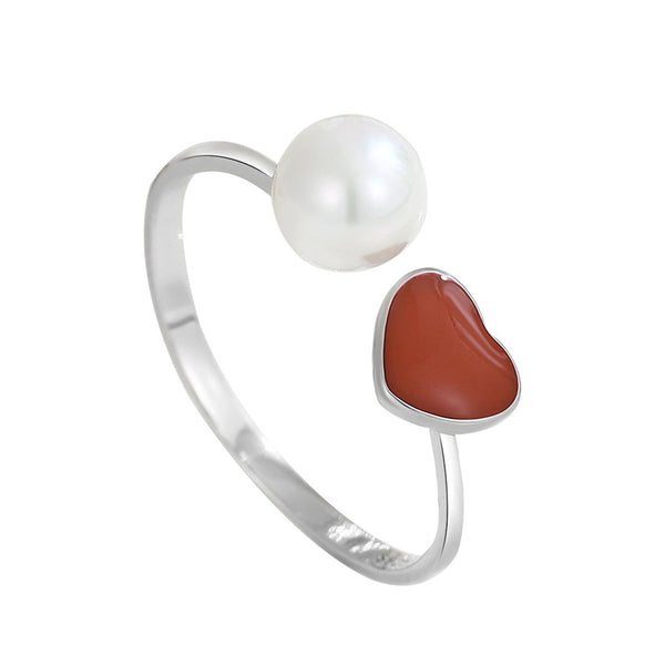 Red Heart Pearl Ring