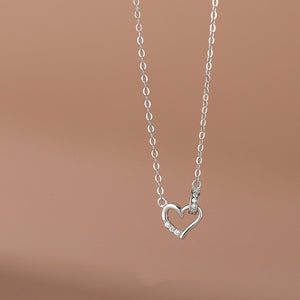 Interlocking Heart Ring Pendant Necklace