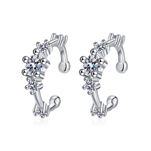 Moissanite Cuff Huggie Hoop Earrings