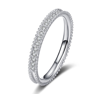 Pave Setting Moissanite Thin Band Ring