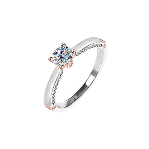 Two-Tone Moissanite Pave Engagement Ring